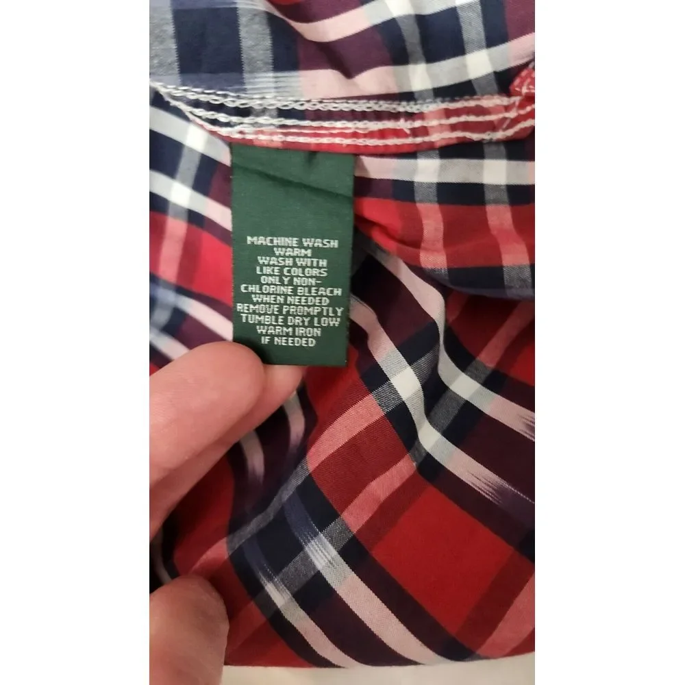 LRL Lauren Jeans Co Ralph Lauren Women's Size XL Plaid Shirt Button Up Red Plaid - Picture 4 of 7